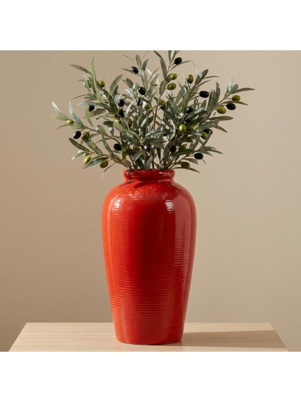 11 Inch Large Red Rustic Farmhouse Ceramic Pottery Vase Pampas Grass Home Deco